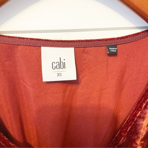 CAbi | Crimson Red Crushed Velvet Bohemian High/Low Midi Dress Size XS - Picture 4 of 9
